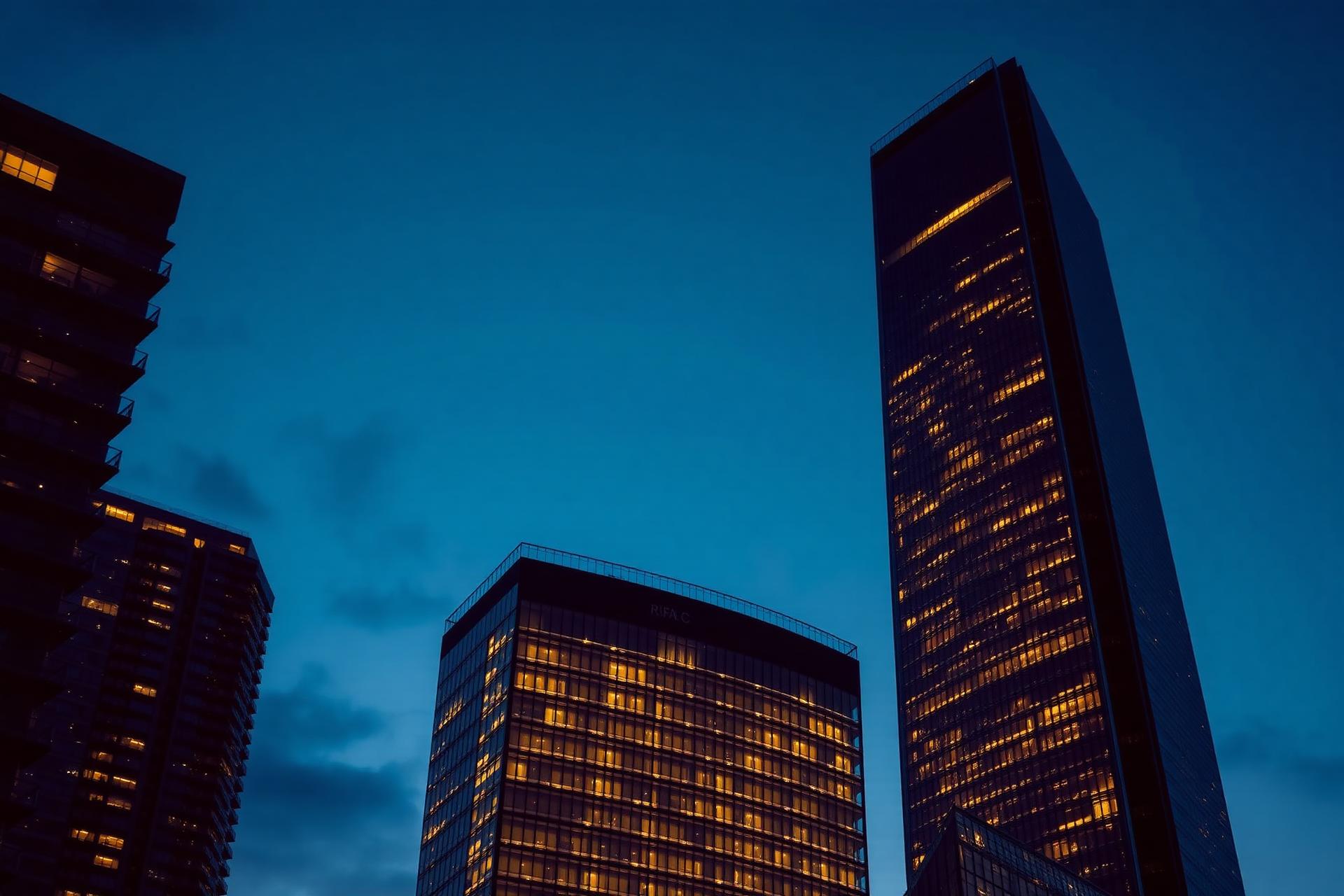 Empreendimentos imobiliários ao entardecer
